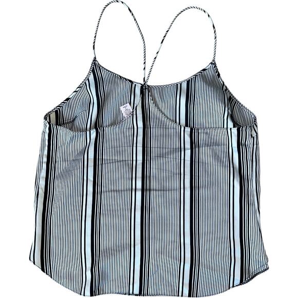 NWOT Victoria Secret Camisole Tank Top Sleepwear Stripe Black White Satin Medium - Picture 2 of 6